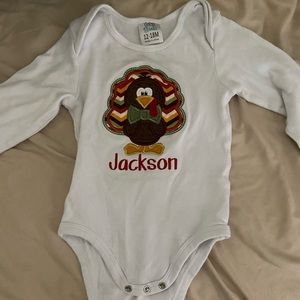 Thanksgiving bodysuit. Jackson monogrammed.
